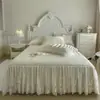 Falda de Cama Acolchada Estilo Princesa Cubre Cama Dos en Uno Borde Feo Encaje Cubre Cama Falda de Cama Estilo Cuatro Estaciones Universal Cubre Colchón