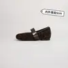 Zapatos Mary Jane retro de tacón bajo con estampado de leopardo para mujer, nuevo modelo otoño 2026, mocasines poco profundos de suela blanda, zapatos Birkenstock de gamuza