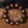 Pulsera Cruzada de Madera de Azufaifo Natural Golpeada por el Rayo y Mirto, Cuentas de Rosario de Madera de Azufaifo Vieja, Adornos de Mano con Marca de Rayo, Cuentas Flotantes, Tallado sobre la Marcha