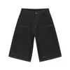 Nirben Denim Retro Americano Streetwear Jeans para Hombre Marca de Moda Pantalones Cropped Rectos Holgados Lavados de Longitud Media