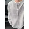 Suéter cárdigan gris claro para hombre, estilo otoño e invierno, estilo coreano, sensación relajada y de alta gama, corte limpio, chaqueta de punto con cuello de béisbol