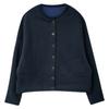 Cárdigan informal holgado de cuello redondo para mujer, estilo harén, con forro polar, color azul violáceo, para invierno