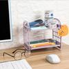 Estante Plegable de Almacenamiento para Joyería y Cosméticos Simple para el Hogar Escritorio Baño Estante de Almacenamiento de Doble Capa Estante de Almacenamiento con Corazón de Niña