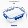 Pote de Almoço de Vidro Borossilicato Alto com Tampa de Encaixe, Caixa Bento Selada para Piquenique, Caixa Bento para Micro-ondas, Caixa Retangular para Conservar Frescos
