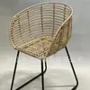 Silla Exterior de Ratán Estilo Nórdico para Balcón de Casa de Huéspedes Cafetería, Asiento de Ocio Hueco, Mesa y Silla Tejidas de Ratán PE