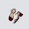 Dropshipping~Sandalias de Tacón Grueso Abiertas de 5 cm Ropa de Exterior para Mujer Artículo Popular de Celebridad de Internet Sandalias de Tira Única al por Mayor Transfronteriza Mujeres