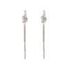 Pendientes de Plata 925 con Cierre de Mariposa, Borla Anudada de Circonita, Pendientes de Botón de Lujo Ligero con Sentido de Alta Gama, Pendientes Largos Versátiles de Nicho Individual, Joyería para Orejas