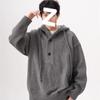 Suéter cardigan novo outono e inverno 2024 Suéter de gola V casual retrô americano estilo preguiçoso Casaco masculino de cor sólida