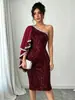 Vestido de noche elegante para mujer, de alta gama, con lentejuelas de gasa, estilo europeo y americano, transfronterizo para Amazon, de cintura media, con escote en V profundo, 2026