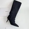 Botas Largas de Pierna Ancha Estilo Retro con Punta para Mujer, Botas Adelgazantes de Tacón Alto Otoño e Invierno 2026, Botas de Montar Hasta la Rodilla, Botines de Tacón Fino