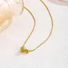 Collar de Acero de Titanio Dorado para Mujer, Colgante de Perla Redonda Sólida Mate, Nueva Cadena para Clavícula Estilo Coreano, Cadena para el Cuello Antidesvanecimiento Venta al por Mayor