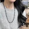 Corrente de Lã com Contas de Cristal Lapidado Klein Azul Otimizado Corrente de Pescoço Empilhável Elegante de Luxo Leve Nicho Moda Outono e Inverno