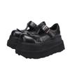 Primavera e verão 2025 novos sapatos femininos de couro de vaca com sola grossa e sapatos em forma de T aumentados para pequenos sapatos simples de quatro estações