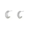 Pendientes de Aro Geométricos de Zirconia con Textura Gris Plateado para Mujer Pendientes Coreanos de Alta Gama en Forma de C Accesorios Elegantes Populares de Diamante Flash