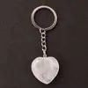 Llavero con colgante de corazón transfronterizo de 30*12 mm, corazón de cristal rosa de piedra natural, accesorio popular para DIY