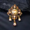 Broche Estilo Palácio de Luxo Acessível Retrô Europeu e Americano Pingente Personalizado Criativo de Vidro de Cristal Acessórios para Lapela de Terno