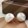 Pendientes de cuentas de pan exagerados retro de gran calidad, tamaño extragrande, diseño simple de personalidad con perlas, venta al por mayor
