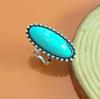Novo anel simples de moda com padrão de coroa de corte de diamante olho de cavalo turquesa anel turquesa atacado