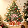 Decorações de rodelas de madeira de Natal transfronteiriças com grafite, Enfeites de parede e porta de Natal para casa, Decorações de árvore de Natal de madeira