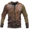 Sudadera con Capucha Casual de Manga Larga con Estampado Digital 3D con Patrón de Armadura para Hombre, Nueva Europea y Americana 2024