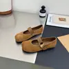 Zapatos Mary Jane planos vintage de gamuza estilo francés para mujer, nuevo modelo otoño 2026, corte bajo, punta en forma de mango, estampado de leopardo, zapatos de vestir cómodos