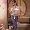 Pinyian Puro Deseo Lencería Sexy Malla Transparente República de China Uniforme Sexy Tentación Pasión Ropa Retro 1880