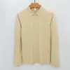 Camisa polo cálida de terciopelo genuino de alta gama para hombre, nueva estilo old money de punto para otoño e invierno, cuello camisero, polo de manga larga para hombre