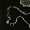 Collar de amor con piedra lunar y diseño de nicho para mujer, ligero, lujoso, estilo hip hop, Spice Girl, lleno de accesorios de diamantes, cadena de clavícula que combina con todo.