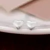 Pendientes de Corazón Cepillados Esmerilados de Plata de Ley S925 para Mujer Coreanos Ins Nicho Simples de Gama Alta Retro Versátiles