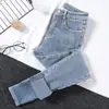 Calça Jeans Feminina Forrada/Não Forrada para Outono e Inverno, Nova Grossa de Cintura Alta Emagrecedora Versátil Skinny