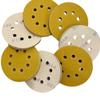 Disco de Polimento Flocado Amarelo de 6 Polegadas com 8 Furos, Lixa Redonda de Apoio para Lixamento a Seco de 5 Polegadas com 8 Furos, Lixa Flocada de 125mm