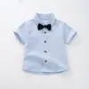 Camiseta de manga corta para bebé, Ropa de verano, Vestido formal para niño de un año, Camisa con pajarita, Top delgado para que los niños salgan