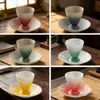 Taza de té pequeña de cerámica de color degradado creativo Juego de dos piezas Taza de té para el hogar Taza de maestro Taza de té giratoria Posavasos para taza de té Taza de agua