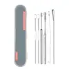 Suministrado directamente por el fabricante, juego de limpiadores de oídos de acero inoxidable para la eliminación de cera, herramienta de limpieza de oídos con tubo de almacenamiento, juego portátil de 6 piezas