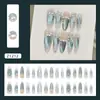 Azul Glacial Gato de Olho Brilhante Trevo da Sorte de Quatro Folhas Pérola Floral Estilo Ins Europeu e Americano Removível Arte de Unhas 30 Peças