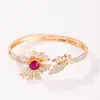 Pulsera de Doble Cabeza de Rosa Europea y Americana Transfronteriza con Pedrería para Mujer, Joyería Dorada de Moda y Creativa con Diamantes Completos al por Mayor