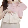Estilo Coreano Niña 2026 Verano Nuevo Dulce y Elegante Punto Polo Manga Corta Versátil Falda Plisada Conjunto de Dos Piezas Moderno