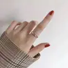 Anel simples de textura côncava e convexa estilo coreano anel aberto de alta qualidade anel para o dedo indicador anel corrugado martelado personalizado ajustável Feminino
