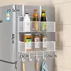Prateleira de armazenamento lateral para geladeira de cozinha, montada na parede, multifuncional, multicamadas, para armazenar temperos e filme plástico