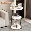 Estilo luxo leve, mesinha redonda de três andares para quartos, adequada para repúblicas, pousadas e apartamentos pequenos; uma mesinha de centro para usar ao lado de um sofá de chão