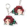 Llavero acrílico de anime con forma de rosa que sale de la puerta de la cocina, con diseño de lobo de carbón y frijoles, colgante de sándwich de doble cara, fabricantes al por mayor