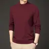 2025 Gola Alta Meia Nova Camiseta Masculina Outono e Inverno Cor Pura Quente Casual Manga Longa Moletom Camisa Básica Top para Homens
