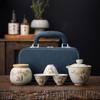 Juego de té de viaje de horno Ru, traje de una tetera y tres tazas, taza rápida portátil, té al aire libre, taza individual, tetera de cerámica, taza