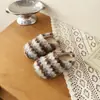 Chinelos peludos infantis, design listrado retrô, forrados com fleece, estilo meio chinelo, quentes para outono e inverno, chinelos internos antiderrapantes para meninos e meninas