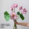 Nuevas flores de loto artificiales estilo chino, hojas de loto y capullos de loto para decorar la sala de estar y la mesa del comedor, arreglos florales de tela de seda