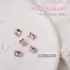 Arte de unhas rosa fundo pontudo formato especial diamante cristal vidro diamante rede vermelha coração torto diamante machado gota d'água broca de unha decoração