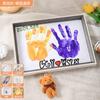 Moldura para fotos de casal com impressão de mão, faça você mesmo, mesa com almofada de tinta colorida, pintura, presente chinês de dia dos namorados para namorado e namorada, aniversário