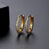 Jinse transfronterizos Europa y Estados Unidos aretes tipo O de diamantes completos aretes redondos dorados aretes huecos de moda aretes al por mayor