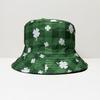 Sombrero de pescador de doble cara con estampado de trébol de cuatro hojas, moderno, combinable con todo, pequeño para hombre y mujer.