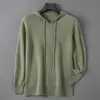 Sudadera con capucha casual de punto para hombre, de lana 100% pura, de alta gama, lista para usar, para otoño e invierno, suéter de punto, chaqueta con capucha de cachemir